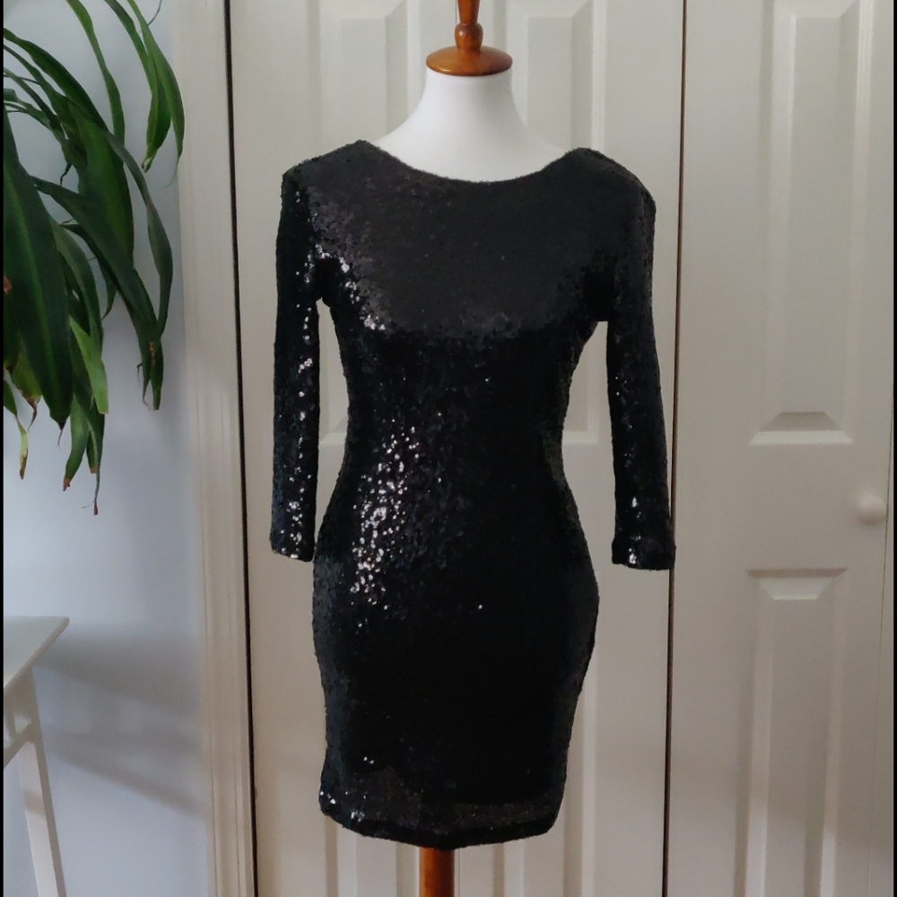 Sequin backless mini dress